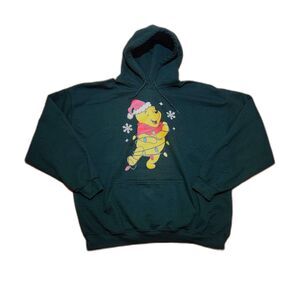 Gildan Disney Winnie The Pooh Christmas Light-Up Hoodie,  Dark Green, 2XL